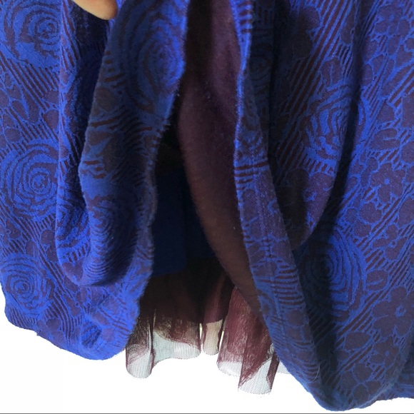 Free People Blue Burgundy Mesh Rose Dress Size M - Picture 3 of 4
